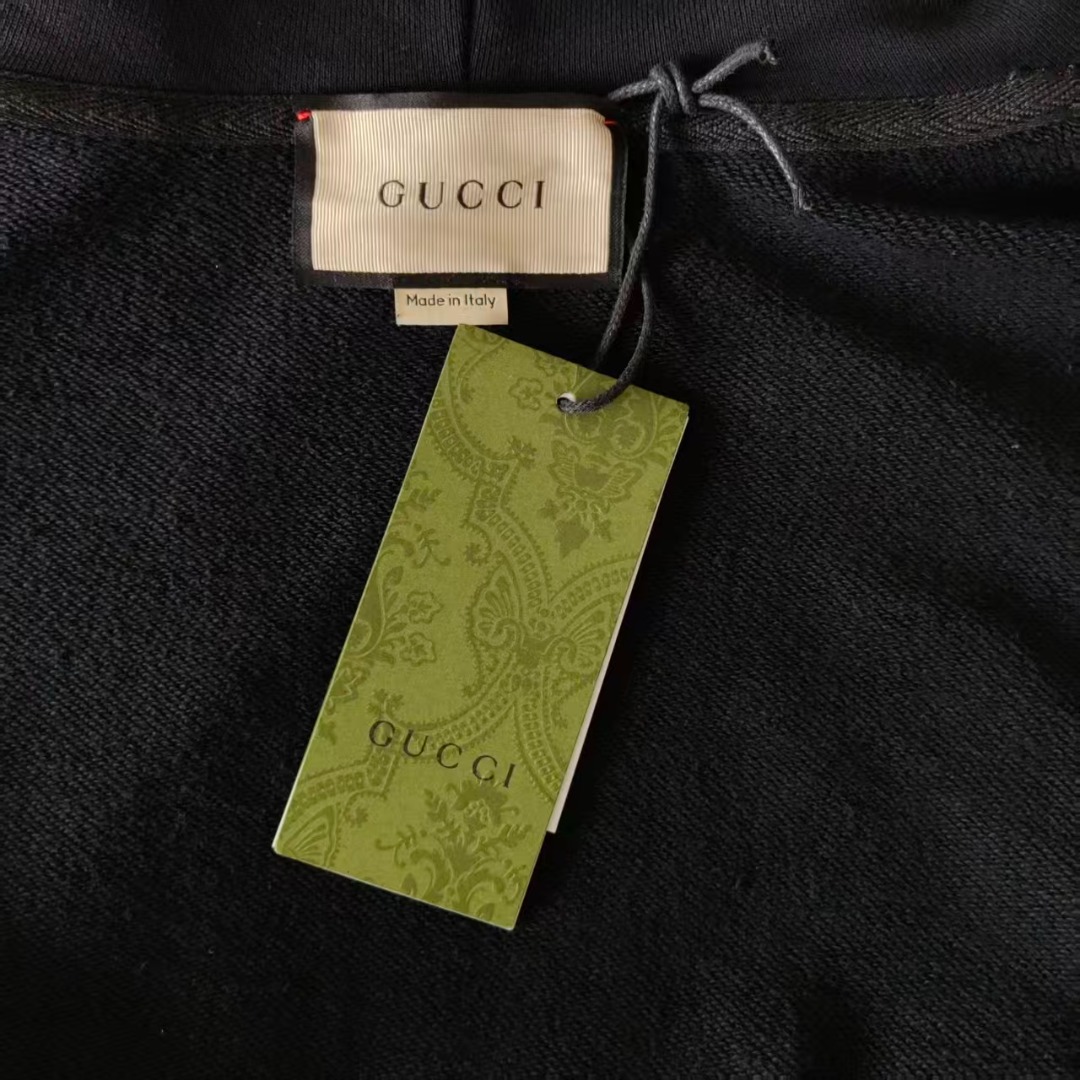 Gucci /古驰 镶钻logo连帽卫衣 黑色
