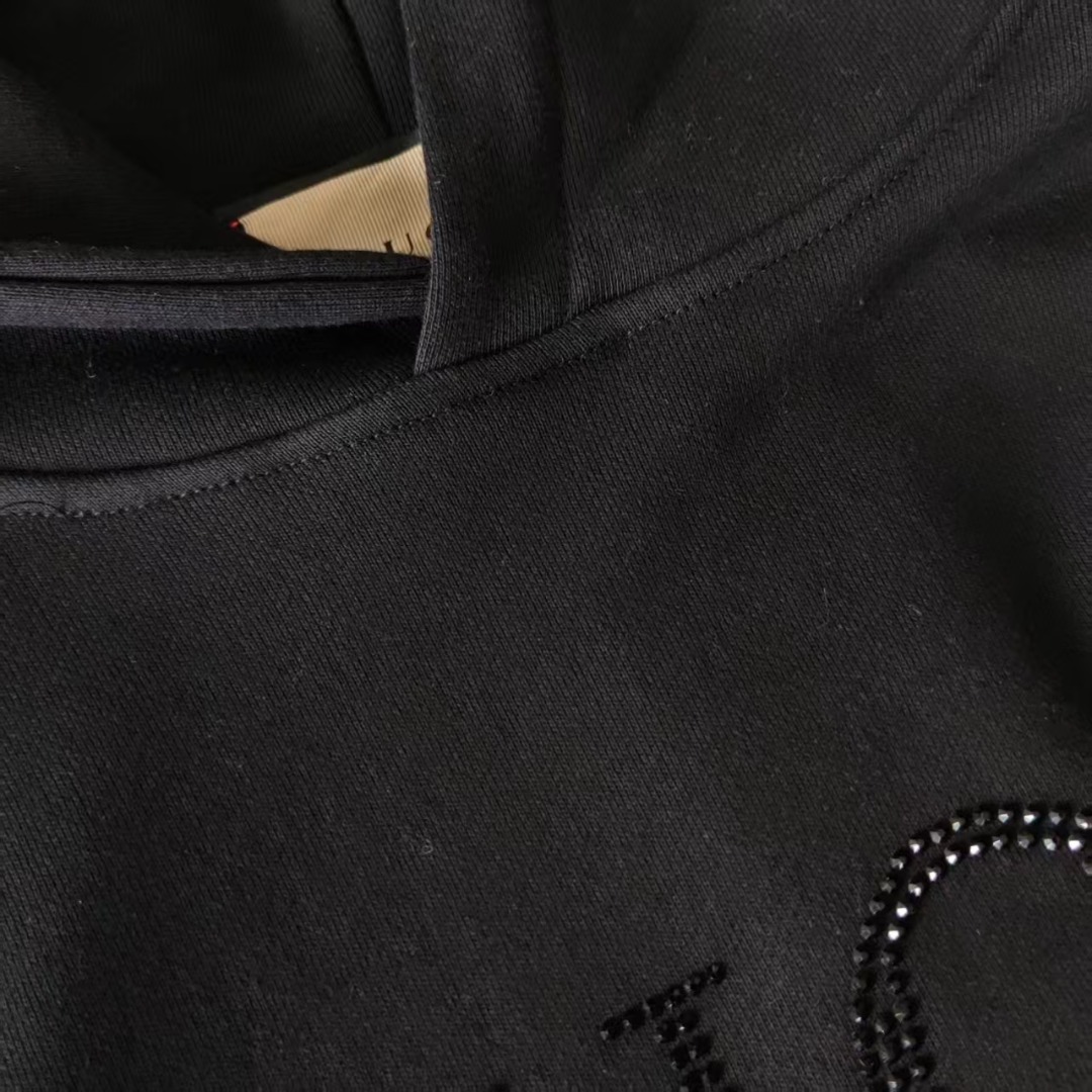 Gucci /古驰 镶钻logo连帽卫衣 黑色