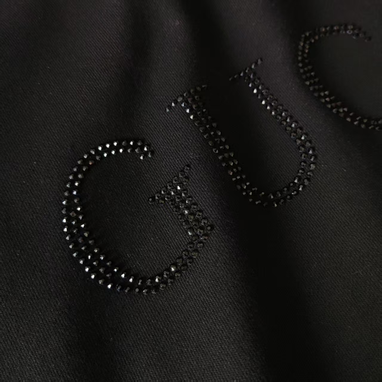 Gucci /古驰 镶钻logo连帽卫衣 黑色