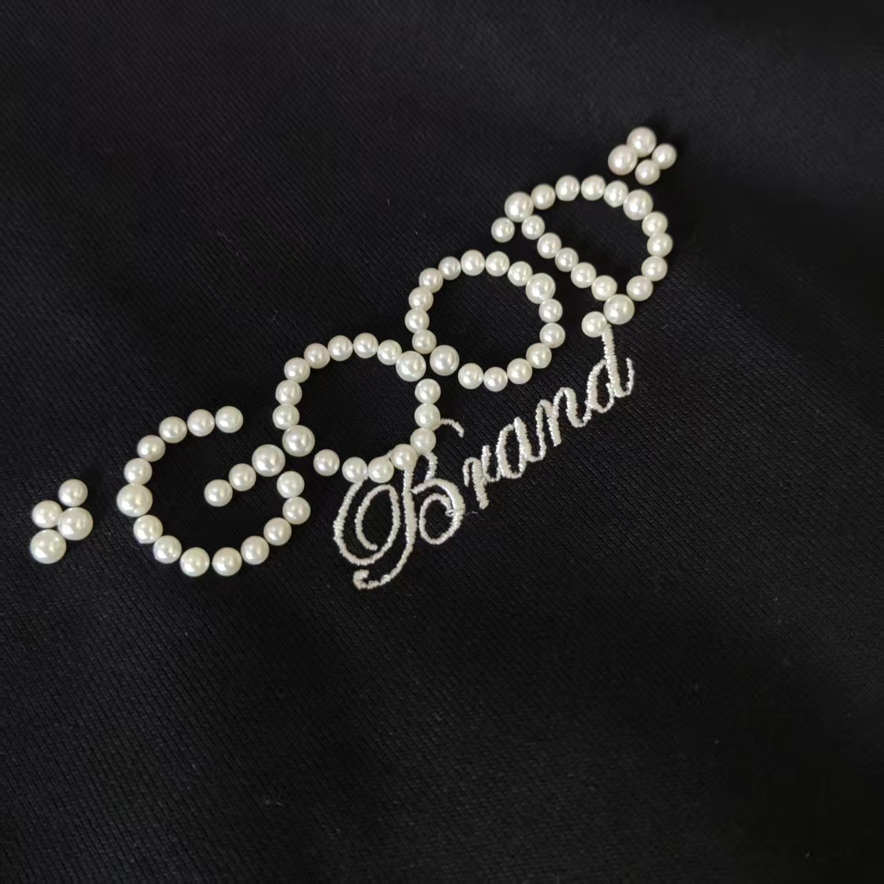 GOODBRAND 珍珠标语宽松拉链开衫连帽卫衣长袖外套 黑色 酒红色