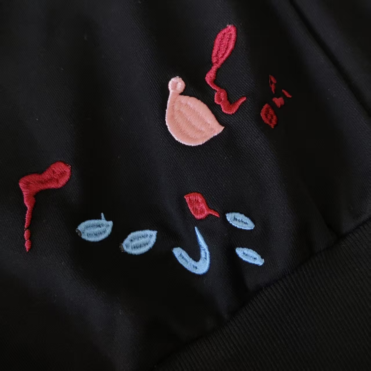 GB-GOODBRAND 糖果刺绣泼墨开衫连帽卫衣 黑色 白色