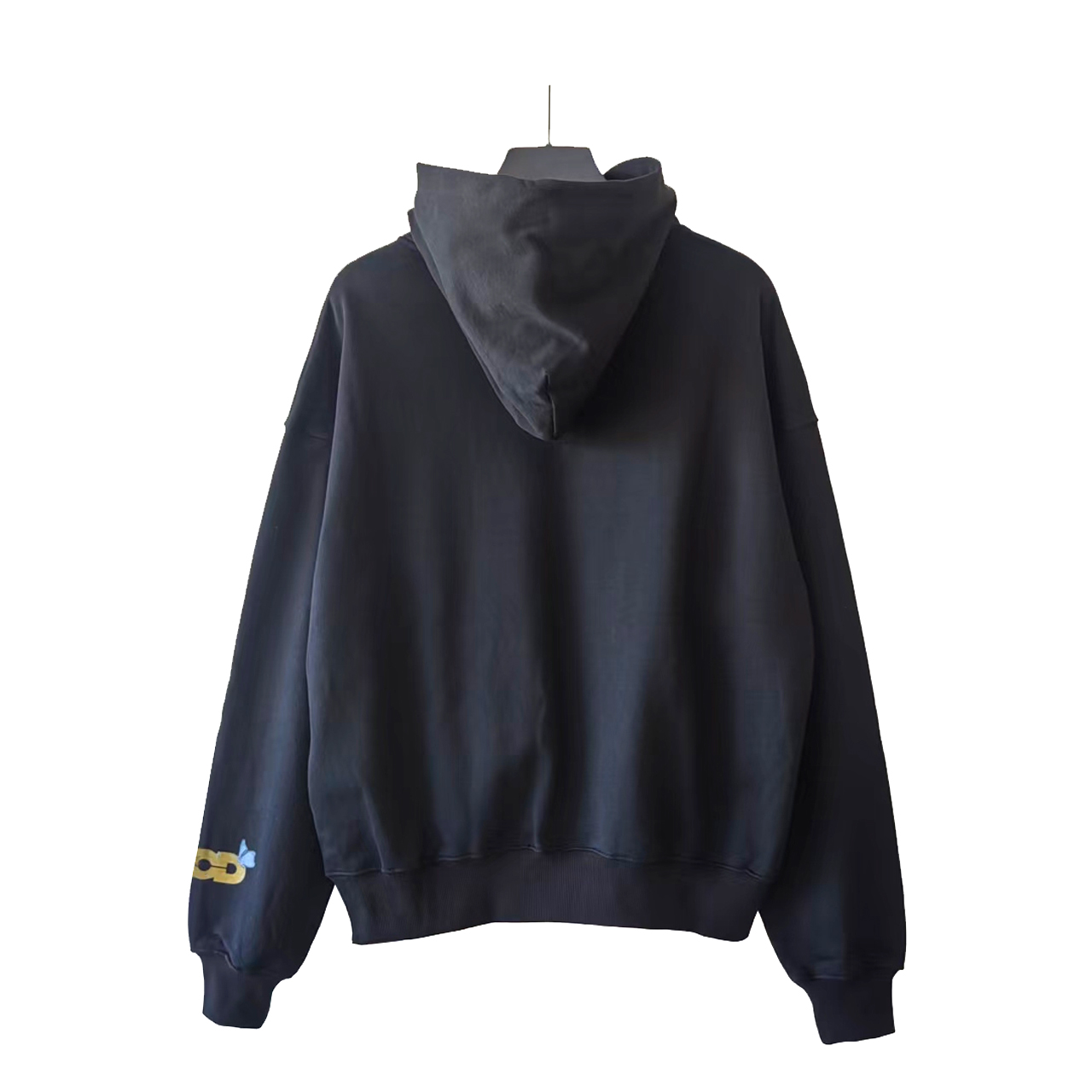 GOODBRAND 蝴蝶鲜花与剪刀蜡笔画连帽卫衣 黑色 灰色