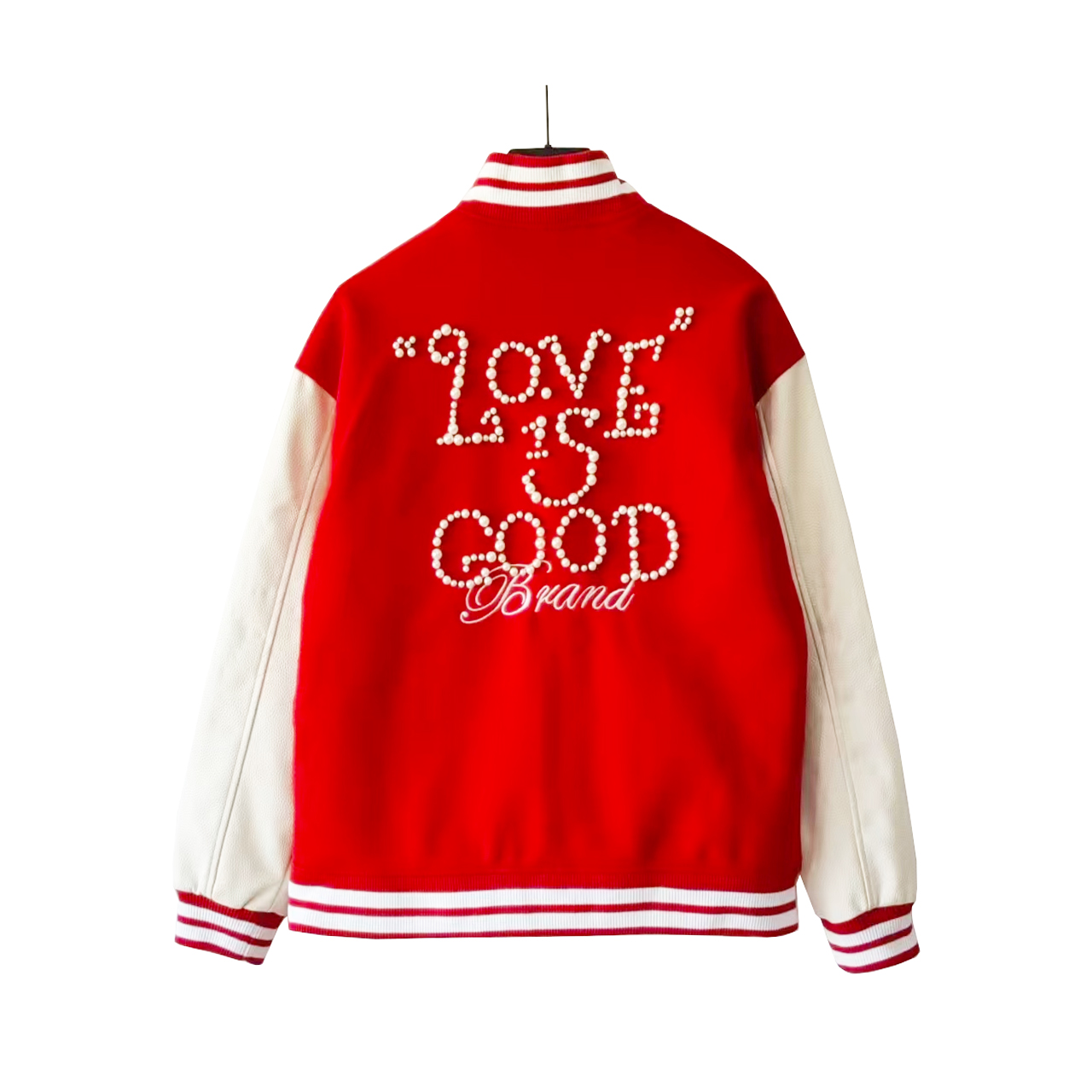 GOODBRAND Love is good经典珍珠标语拼色棒球服男女同款夹克外套