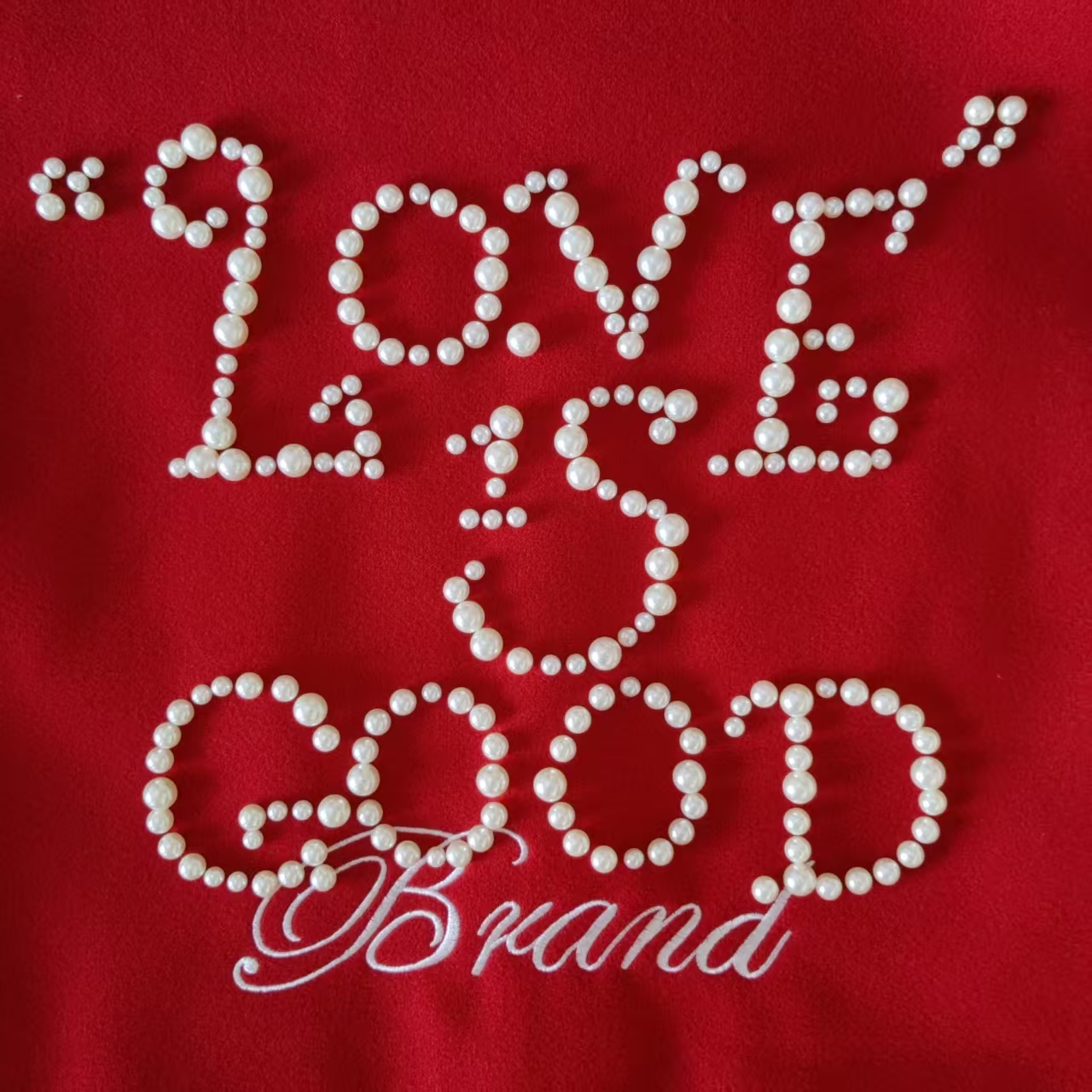 GOODBRAND Love is good经典珍珠标语拼色棒球服男女同款夹克外套