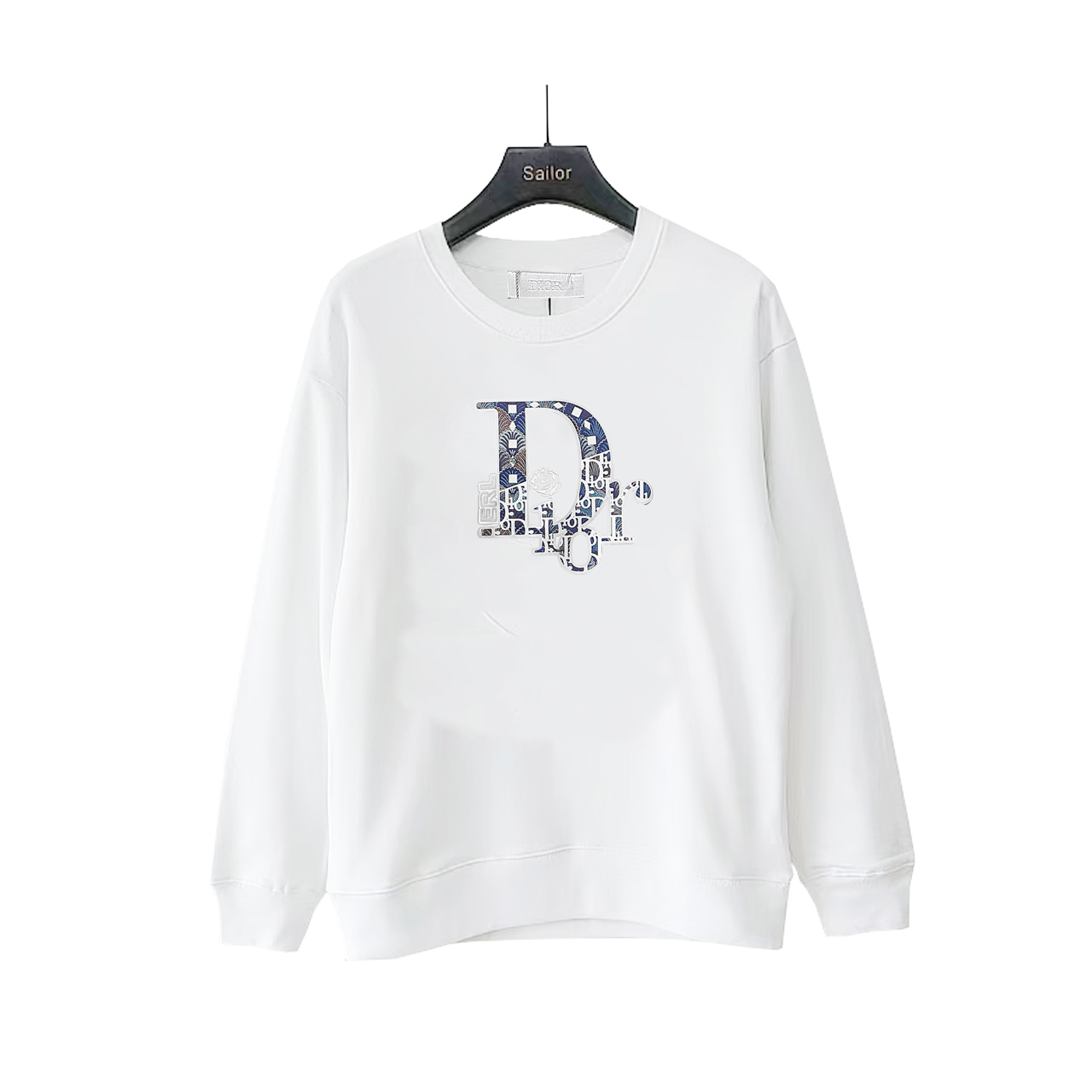 DIOR/迪奥 3D立体蓝标硅胶印花毛圈圆领卫衣