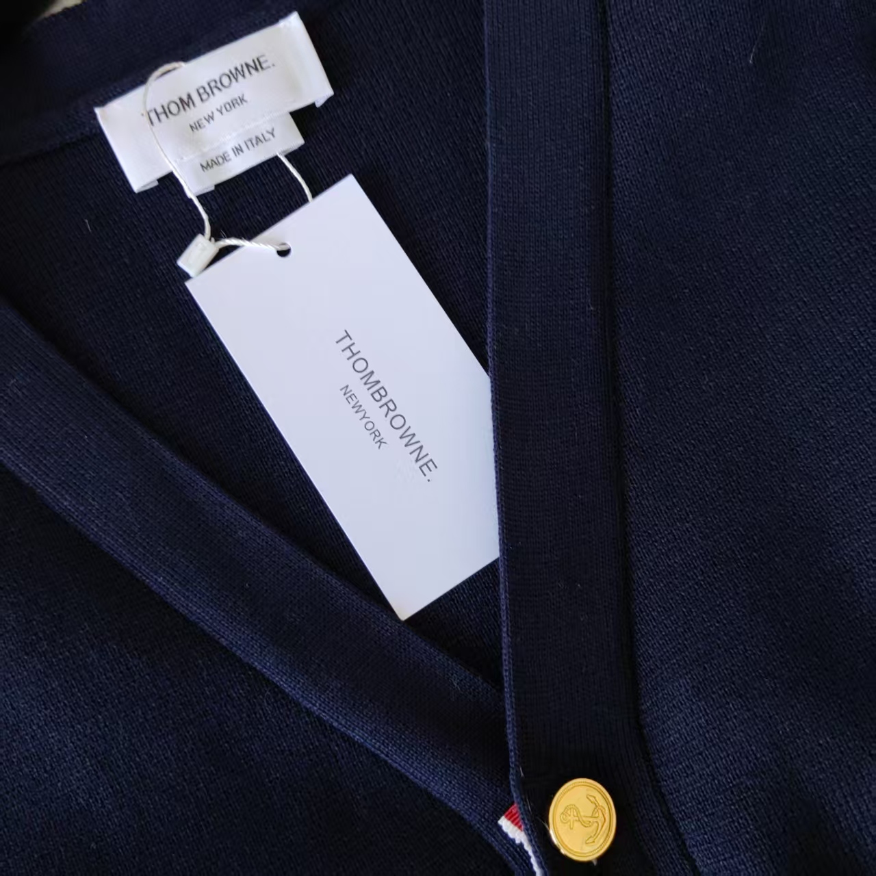 THOM BROWNE/汤姆布朗 蛇年限定金属蛇五扣金属铜扣毛衣情侣款开衫 藏青色