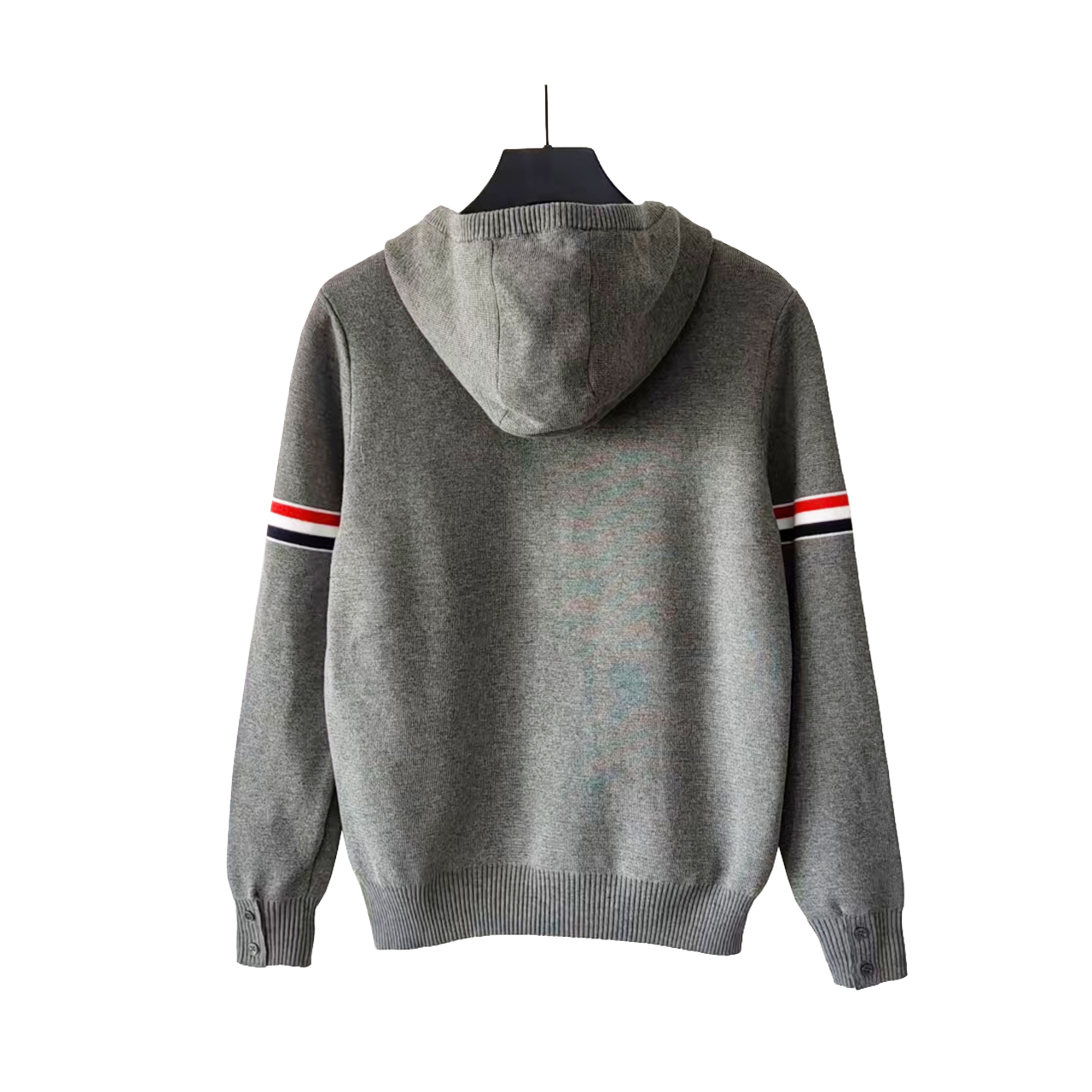 THOM BROWNE 汤姆布朗 TB双袖标拉链毛衣开衫 白色/灰色/藏青/黑色