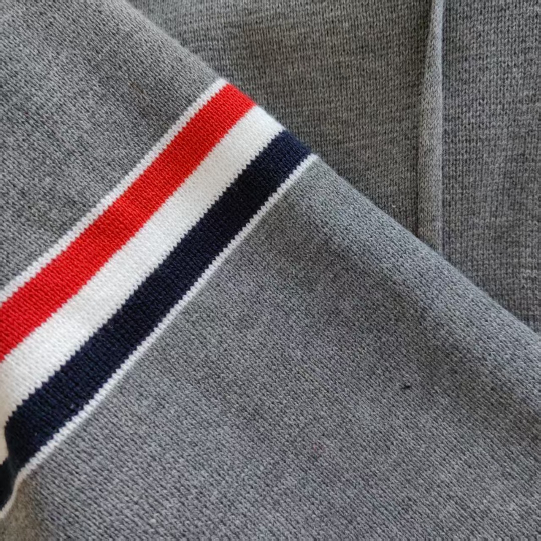 THOM BROWNE 汤姆布朗 TB双袖标拉链毛衣开衫 白色/灰色/藏青/黑色