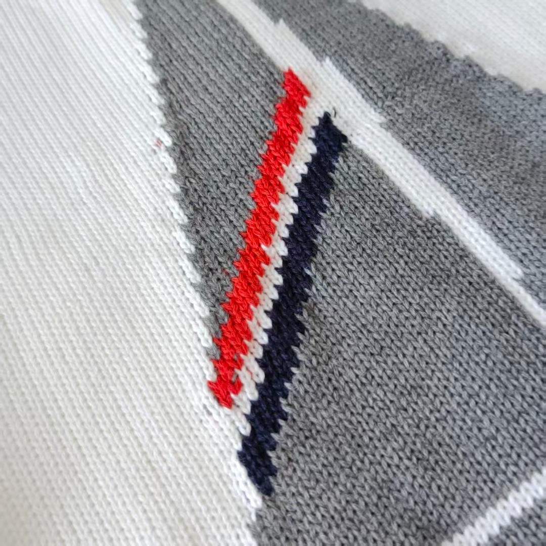 THOM BROWNE 汤姆布朗 TB四条杠后背帆船图案拉链毛衣 藏青色/灰色/白色/卡其/黑色