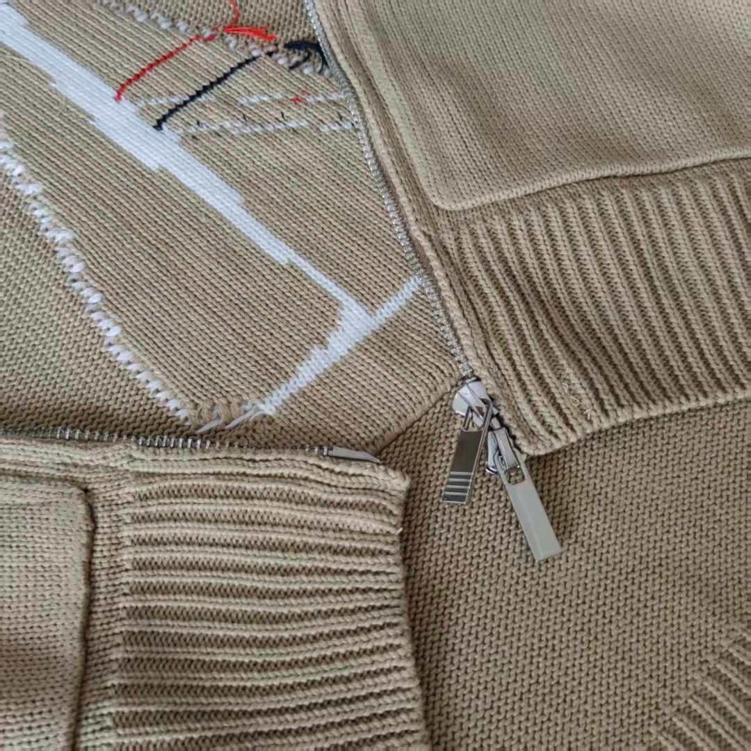 THOM BROWNE 汤姆布朗 TB四条杠后背帆船图案拉链毛衣 藏青色/灰色/白色/卡其/黑色