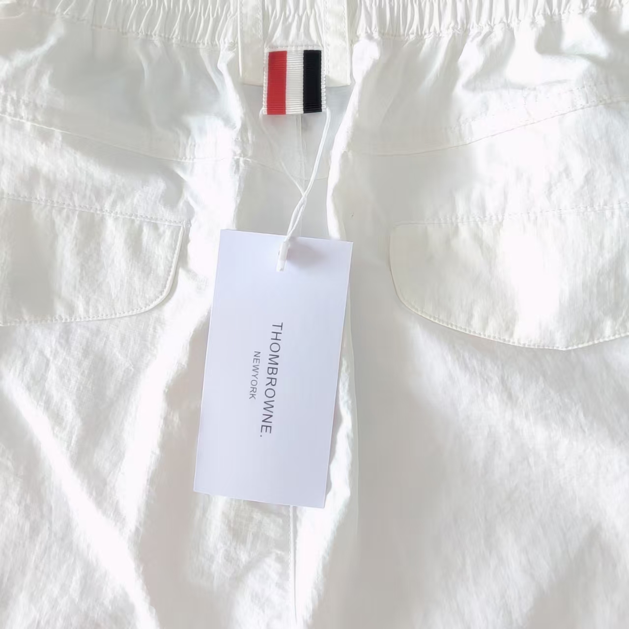 THOM BROWNE 汤姆布朗 TB工装裤双袋朱帆格小格面料四道杠休闲长裤 白色/藏青/灰色