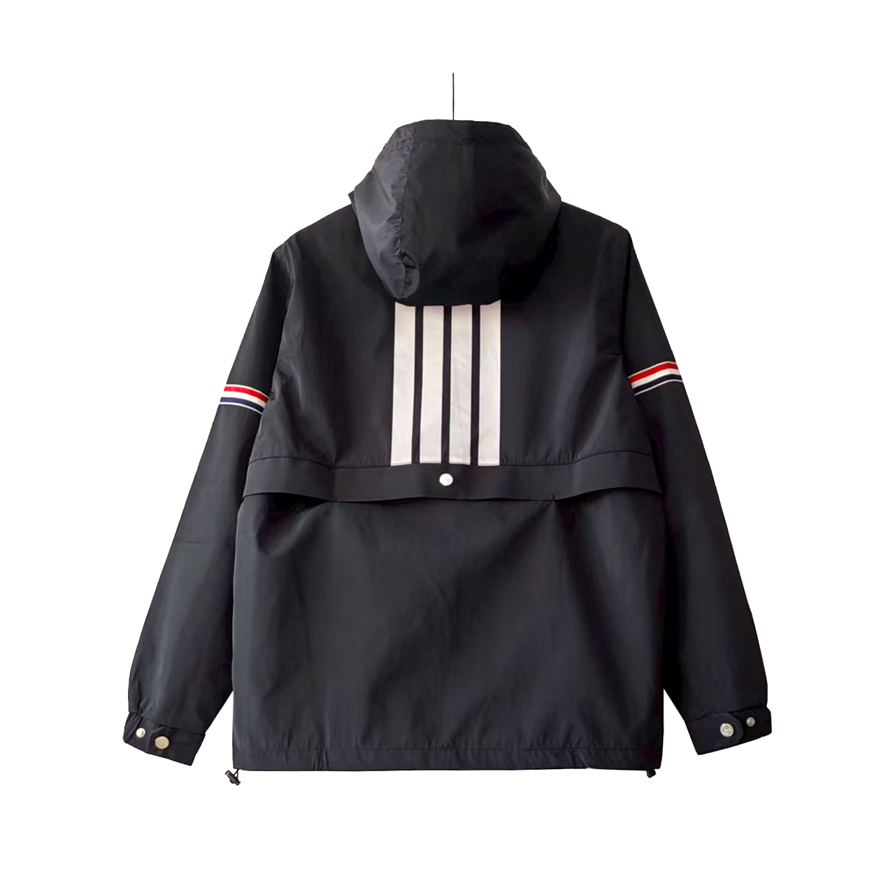 THOM BROWNE/汤姆布朗 双袖标防风防水反光四杠冲锋衣灰色/黑色/藏青