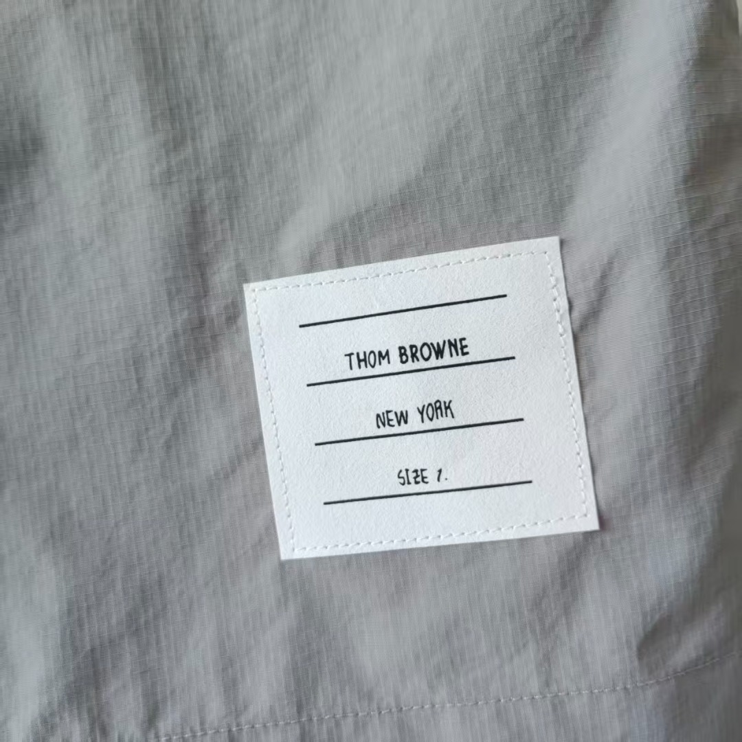 THOM BROWNE/汤姆布朗 TB尼龙面料白色四道杠织带彩色抽绳休闲长裤 灰色/藏青/黑色