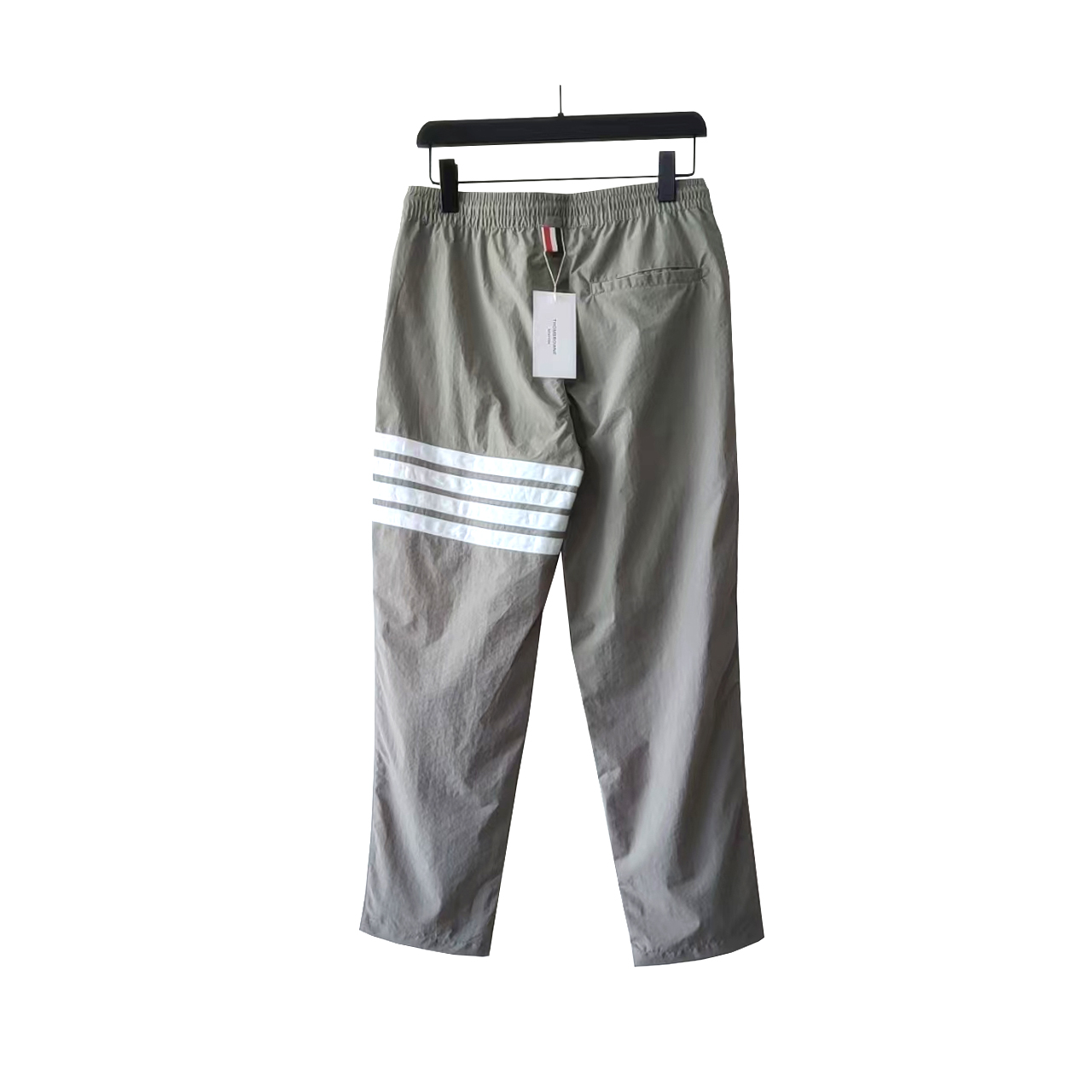THOM BROWNE/汤姆布朗 TB尼龙面料白色四道杠织带彩色抽绳休闲长裤 灰色/藏青/黑色