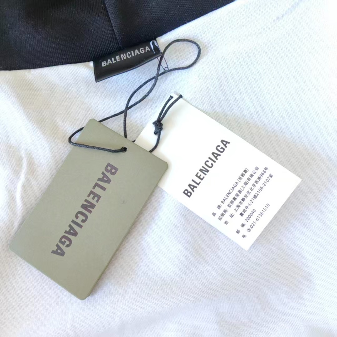 巴黎世家/Balenciaga 洗水大破坏Logo撕裂连帽卫衣 经典印花 洗水黑 湖水绿 白色