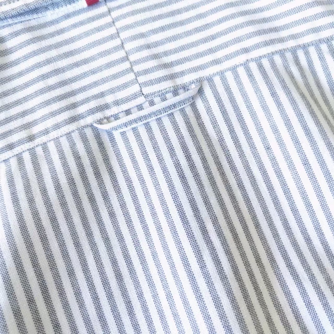 THOM BROWNE 汤姆布朗 TB经典条纹双袖织带色织牛津纺衬衣 蓝色条纹/灰色条纹