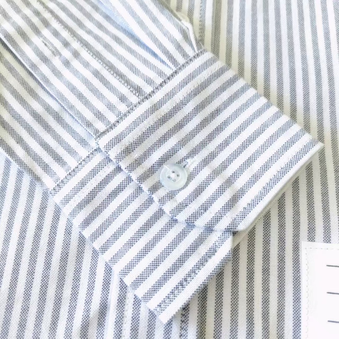 THOM BROWNE 汤姆布朗 TB经典条纹双袖织带色织牛津纺衬衣 蓝色条纹/灰色条纹