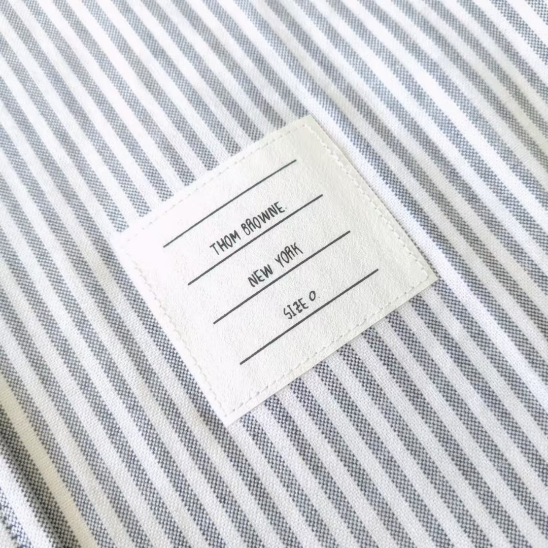 THOM BROWNE 汤姆布朗 TB经典条纹双袖织带色织牛津纺衬衣 蓝色条纹/灰色条纹