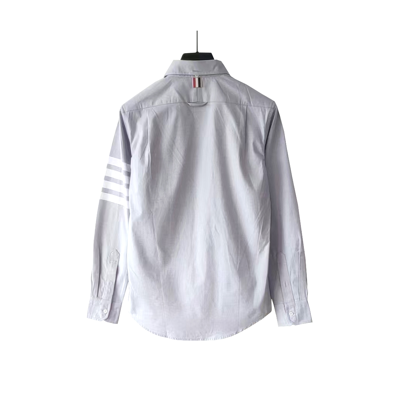 THOM BROWNE 汤姆布朗 TB经典色织法兰绒色织高密细纹衬衫 浅蓝色/浅灰