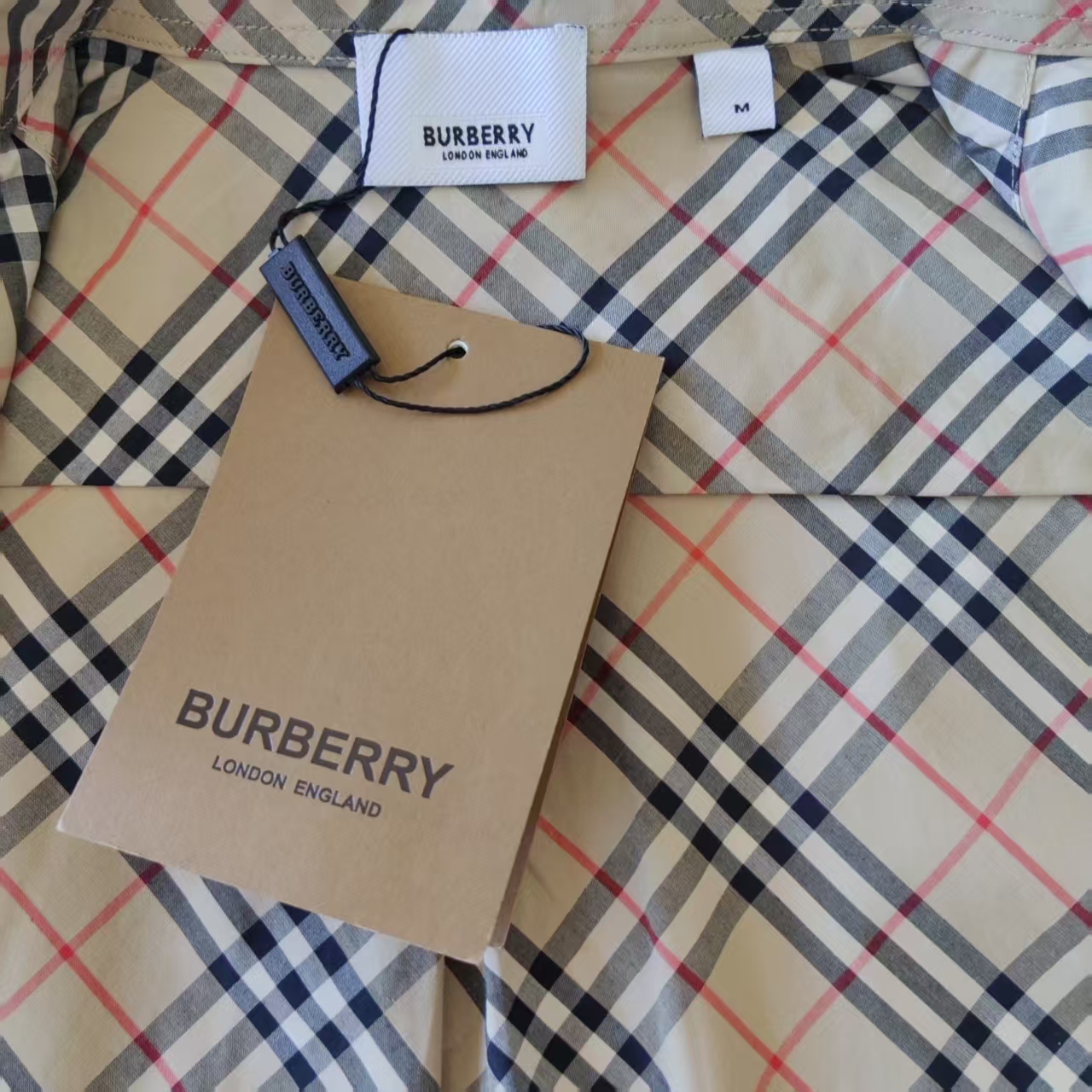 BURBERRY/巴宝莉 小格子斜纹对格长袖条纹衬衫 卡其格