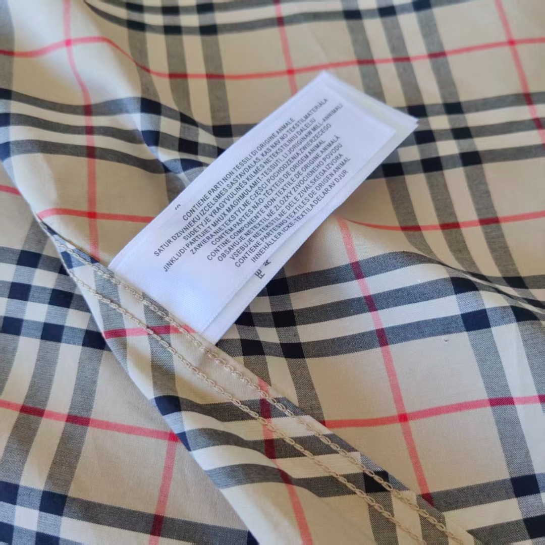 BURBERRY/巴宝莉 小格子斜纹对格长袖条纹衬衫 卡其格