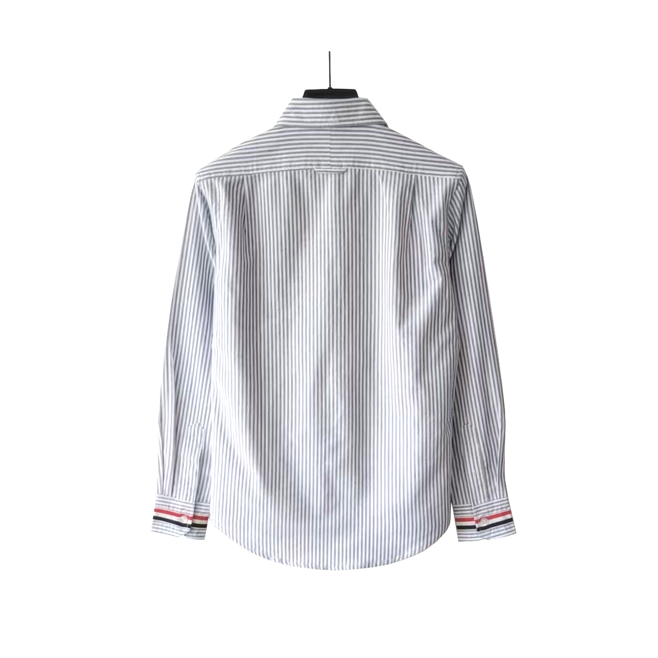 THOM BROWNE 汤姆布朗 条纹双袖口织带色织牛津纺长袖衬衣 蓝色条纹/灰色条