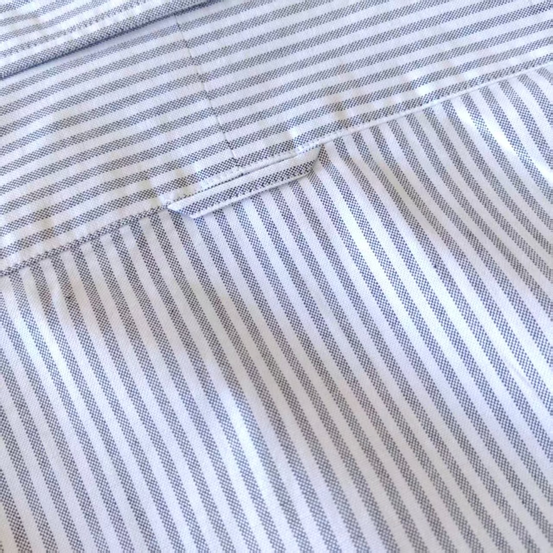 THOM BROWNE 汤姆布朗 条纹双袖口织带色织牛津纺长袖衬衣 蓝色条纹/灰色条