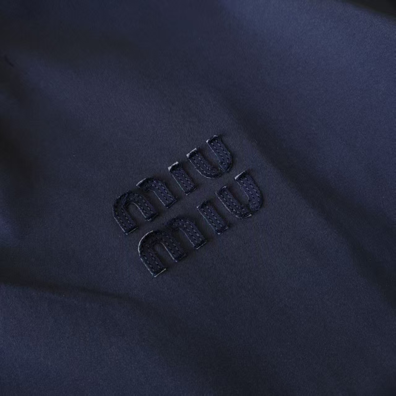MIU MIU/缪缪 字母激光刺绣立领长袖夹克外套 石灰 藏青