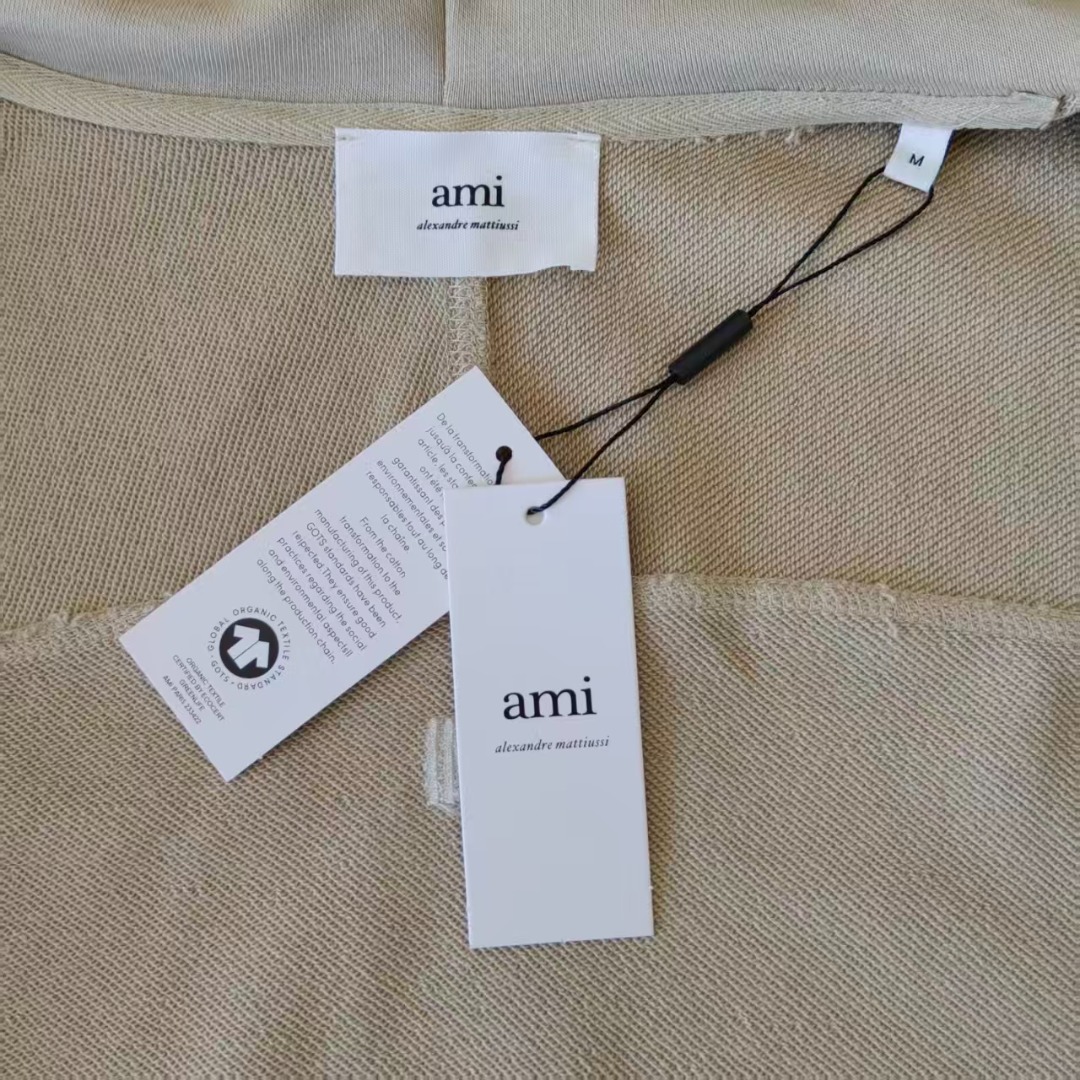 Ami Paris 25Fw马卡龙连帽拉链外套 卡其