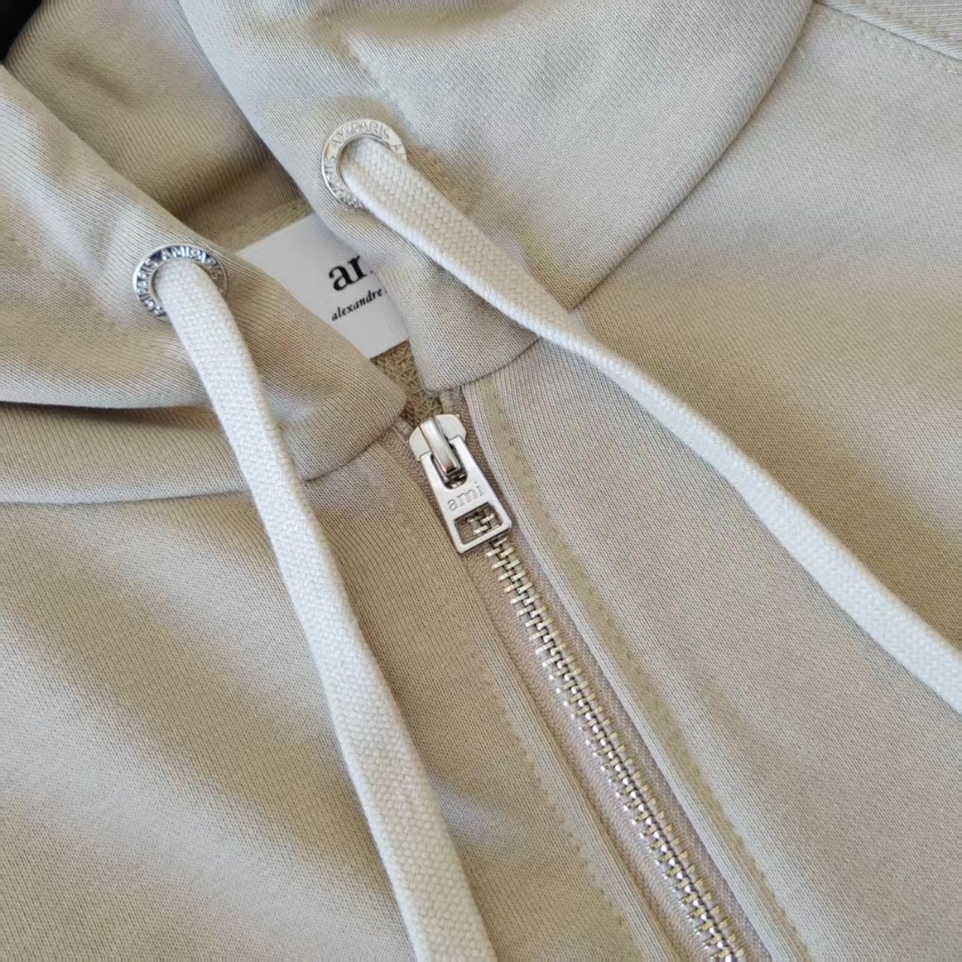 Ami Paris 25Fw马卡龙连帽拉链外套 卡其