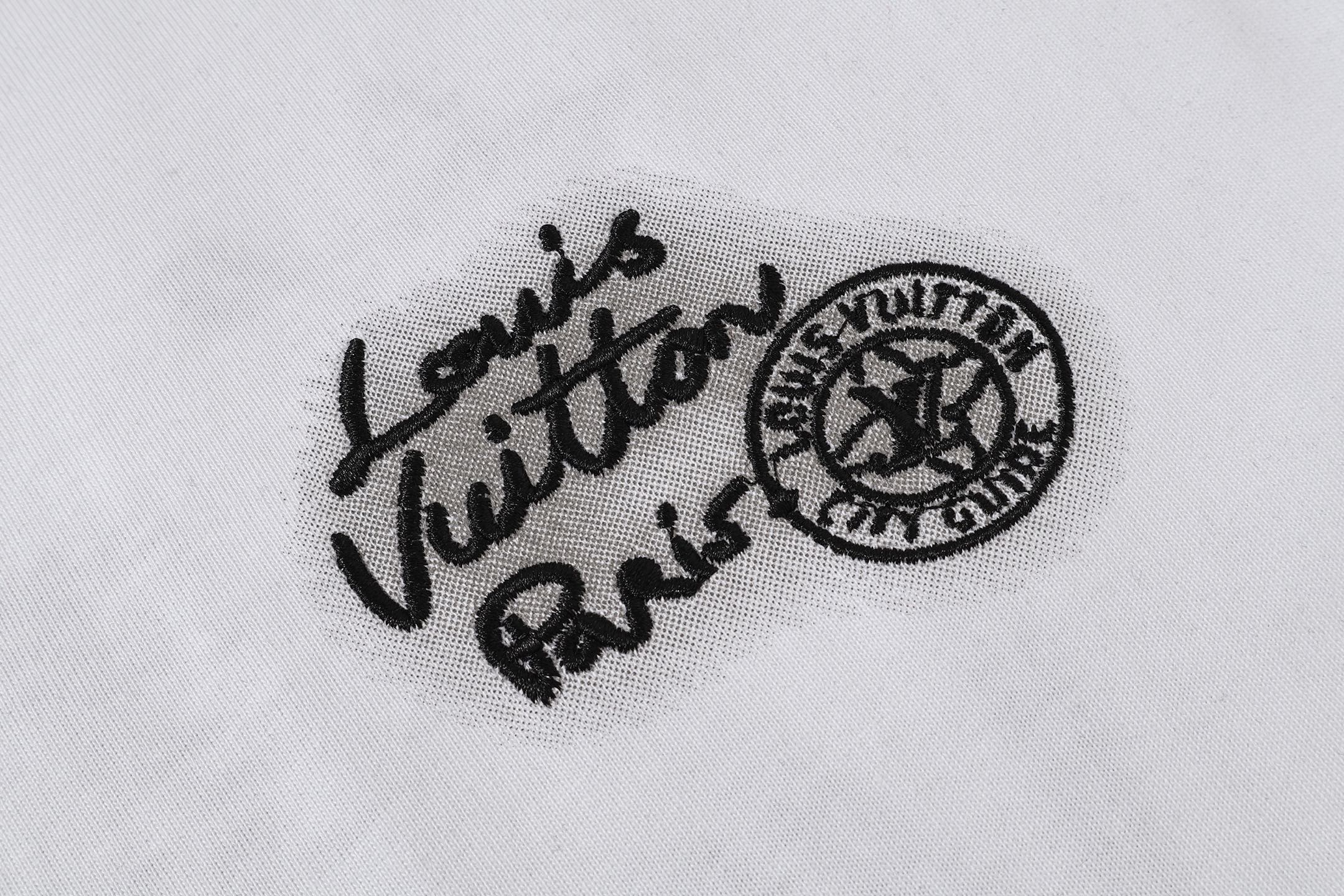 LOUISVUITTON/路易威登 水泥灰炭画刺绣短袖 260克圆领短袖T恤