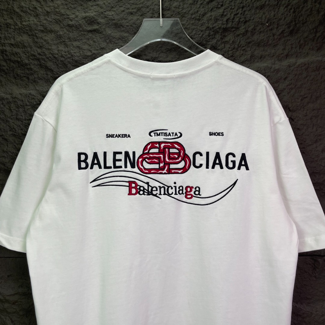 BALENClAGA/巴黎世家 红字双B刺绣短袖 黑色 白色-Top High Quatity Cheap Sneakers Fashion Clothing Clothes Bags handbags Shoes of all Brand wholesale With The best Quality And Beautiful Price from China Factory Chinese suppliers wholesaler seller BALENClAGA/巴黎世家 红字双B刺绣短袖 黑色 白色