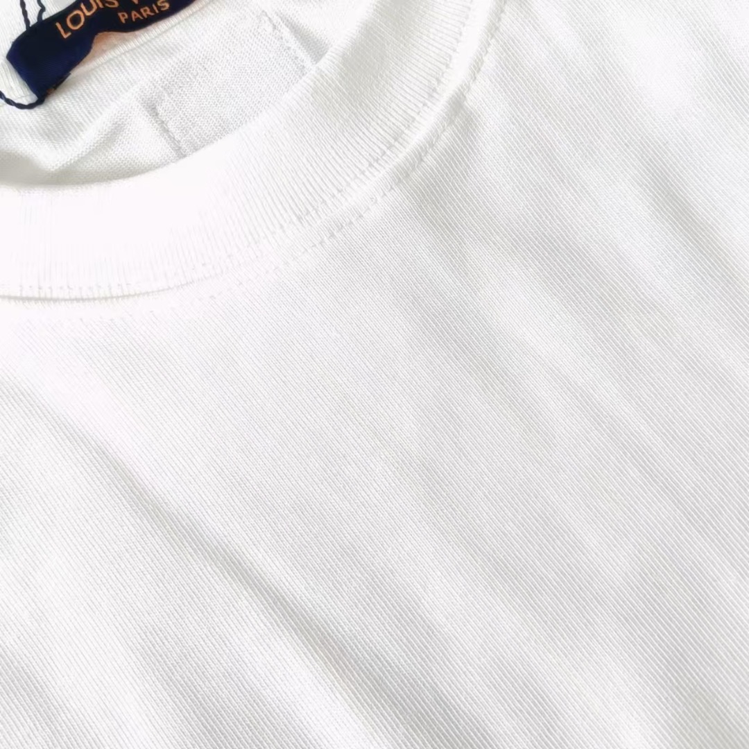 实拍细节图 Louis Vuitton/路易威登前后印花字母logo高克重短袖 白色