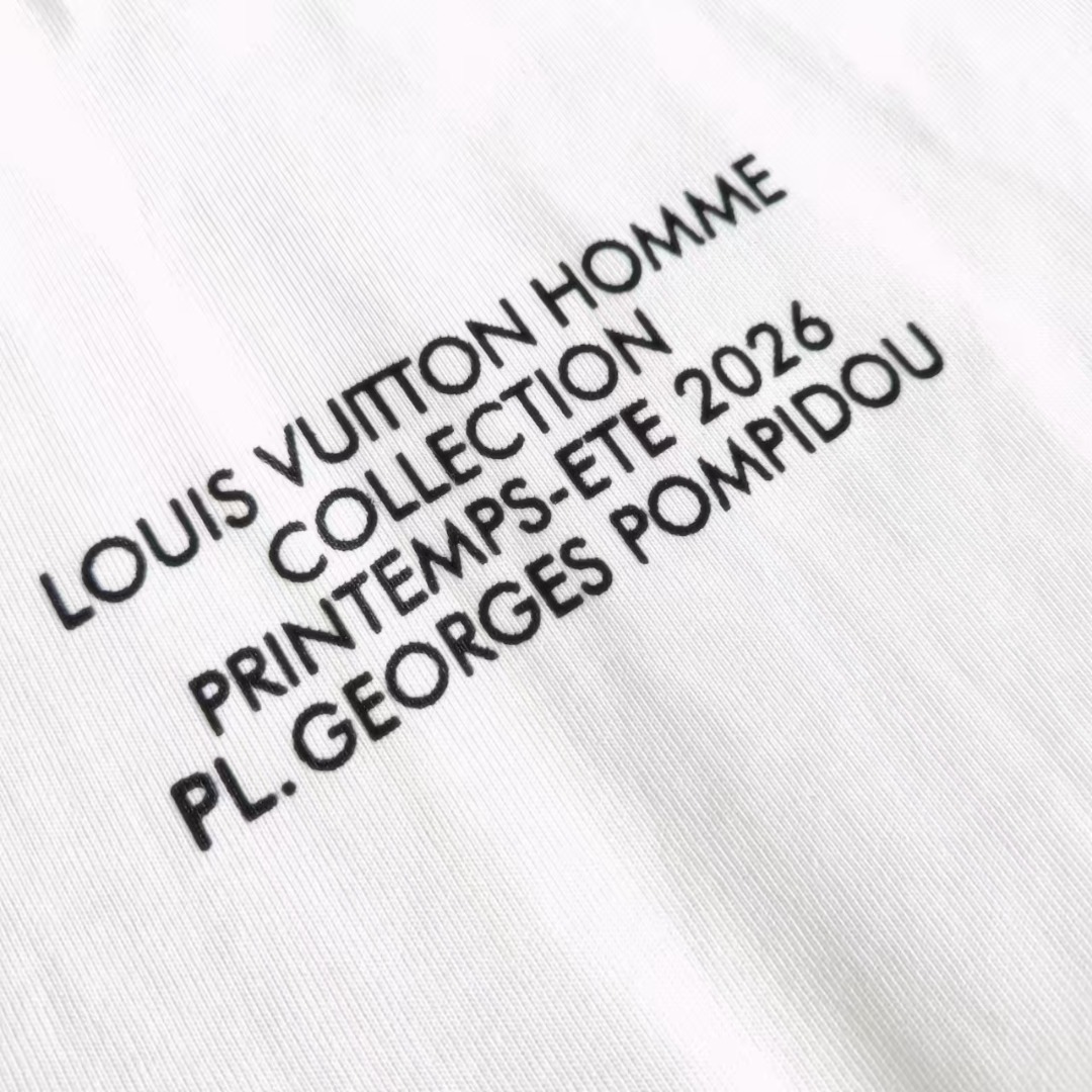 实拍细节图 Louis Vuitton/路易威登前后印花字母logo高克重短袖 白色