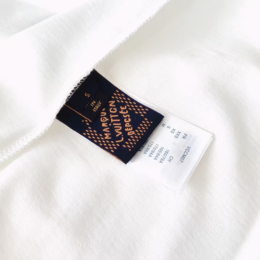实拍细节图 Louis Vuitton/路易威登前后印花字母logo高克重短袖 白色