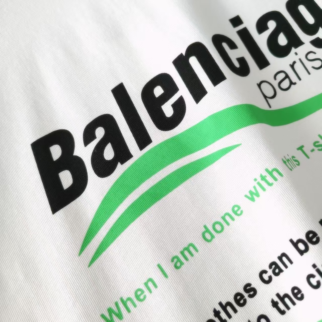 巴黎世家/BALENCIAGA 环保款可乐波浪短袖T恤 藏蓝色 米白-Top High Quatity Cheap Sneakers Fashion Clothing Clothes Bags handbags Shoes of all Brand wholesale With The best Quality And Beautiful Price from China Factory Chinese suppliers wholesaler seller 巴黎世家/BALENCIAGA 环保款可乐波浪短袖T恤 藏蓝色 米白