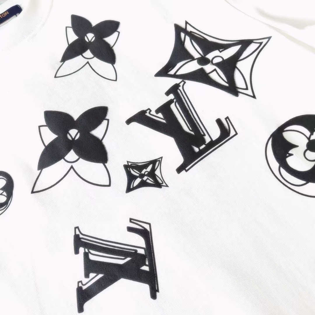 Louis Vuitton路易威登 立体字母logo印花短袖 黑色 白色