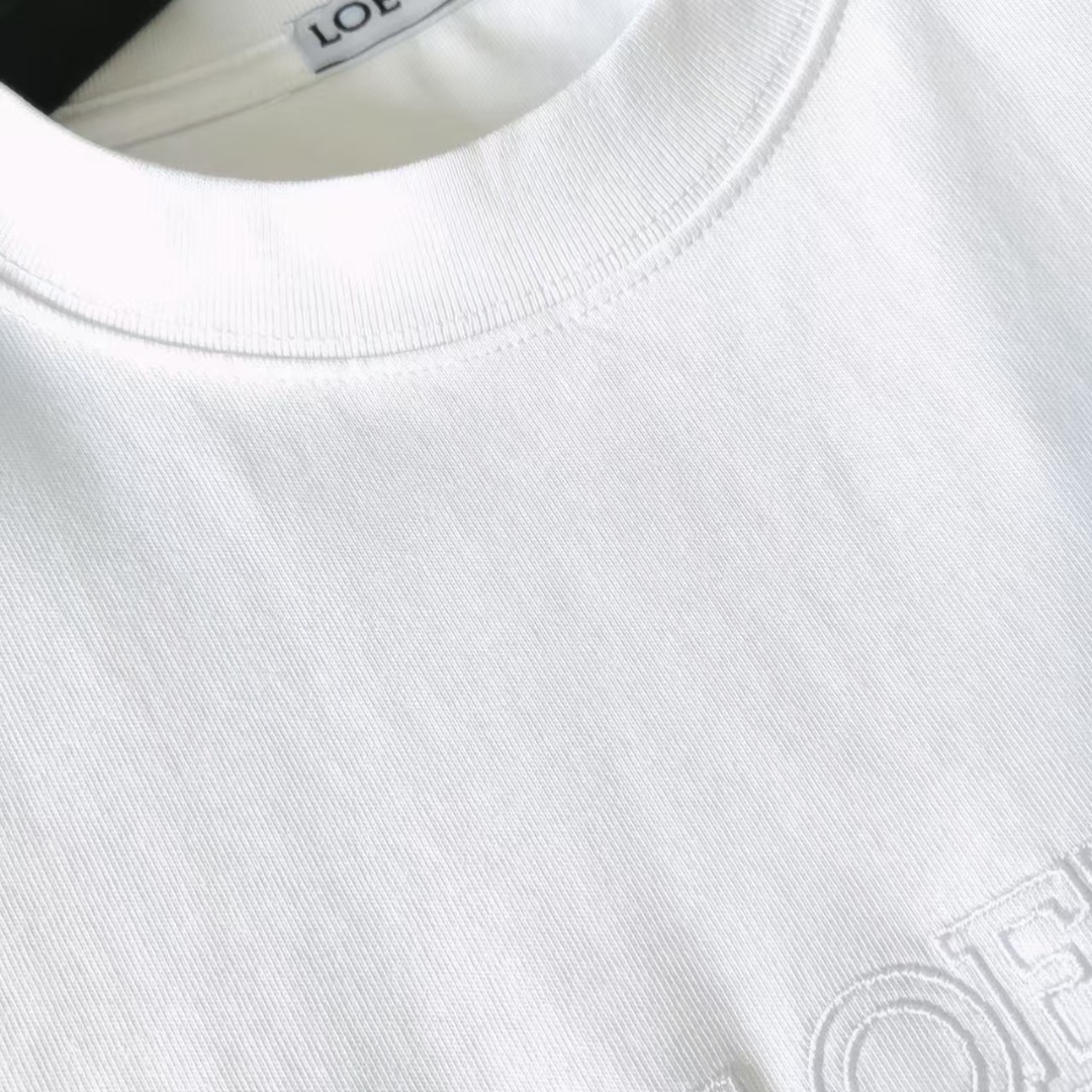 LOEWE 罗意威 胸前刺绣logo短袖T桖 黑色 白色