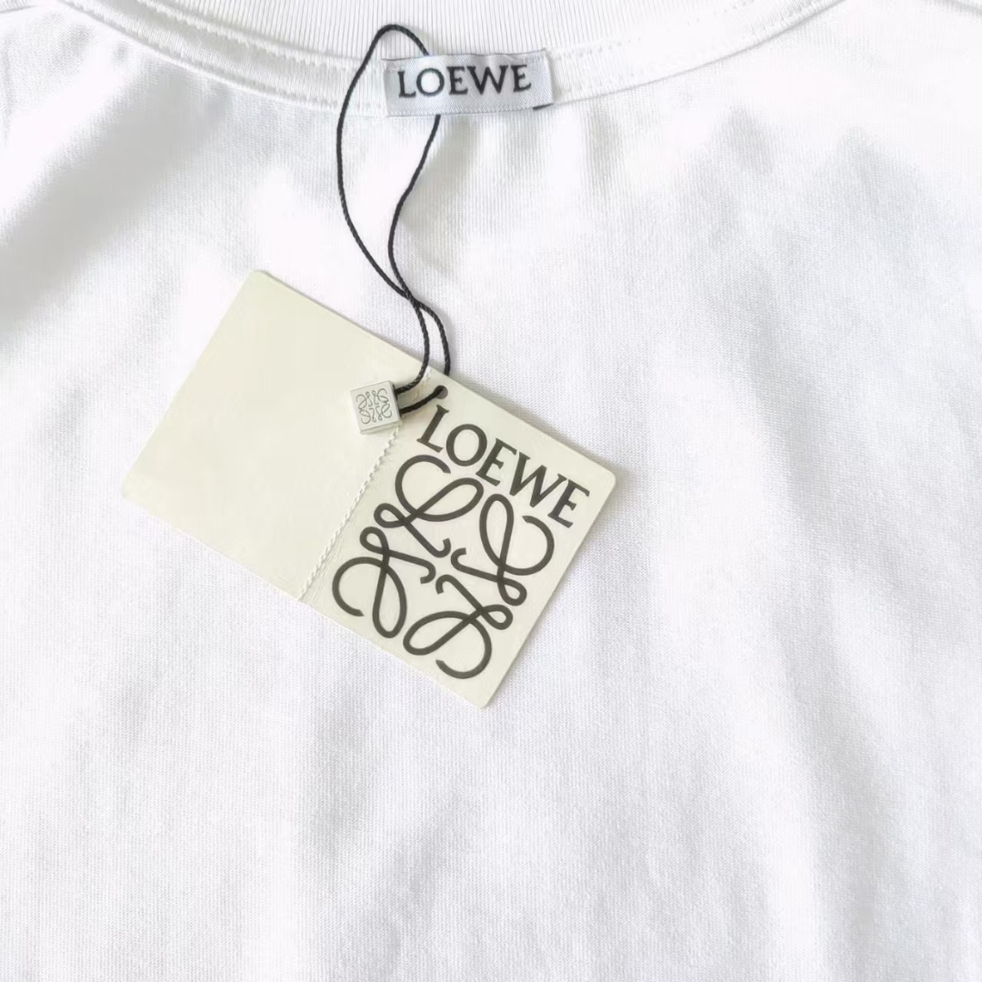 LOEWE 罗意威 胸前刺绣logo短袖T桖 黑色 白色