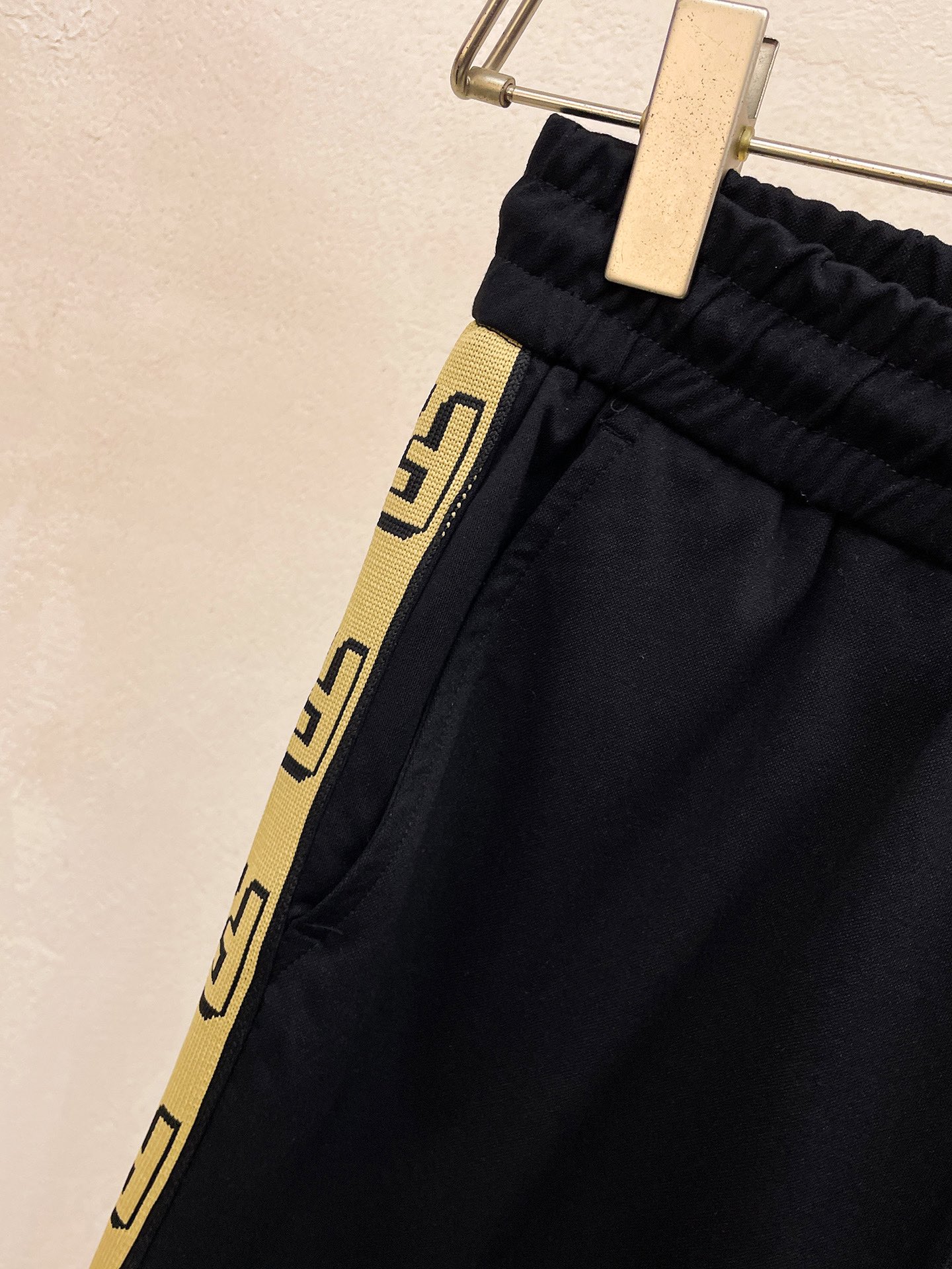 Fendi Men's Black Cotton Blend Shorts with Logo Tape - Summer Collection 9 a1747228857185 5415