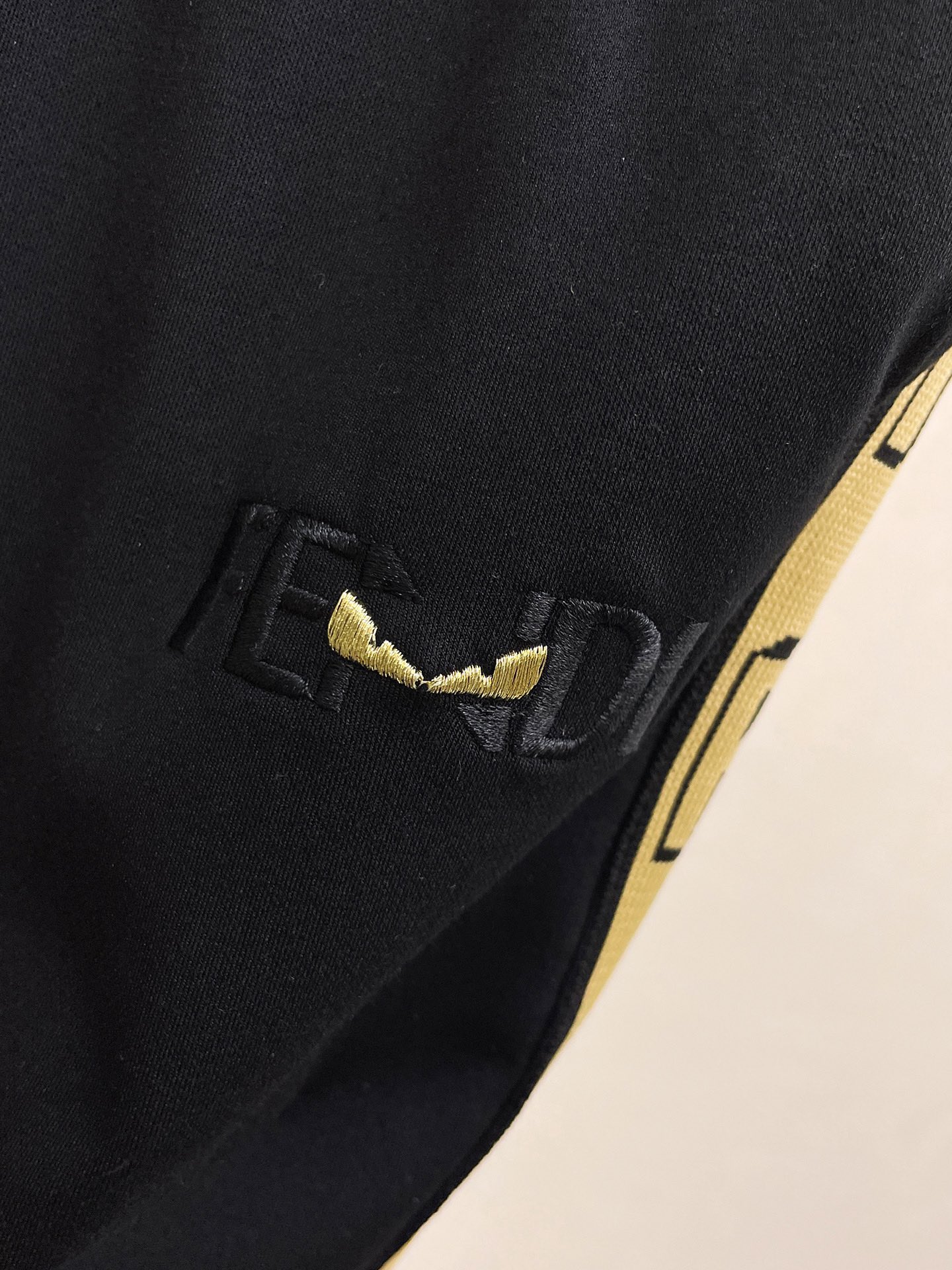 Fendi Men's Black Cotton Blend Shorts with Logo Tape - Summer Collection 10 a1747228857208 2731