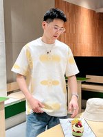 Louis Vuitton Clothing T-Shirt Black White Printing Cotton Mercerized Spring/Summer Collection Fashion Short Sleeve