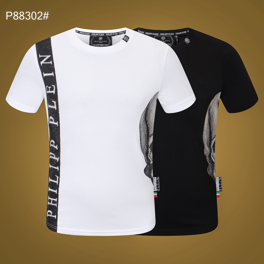 Philipp Plein Vêtements T-Shirt Noir Blanc Hommes Collection printemps – été Manches courtes