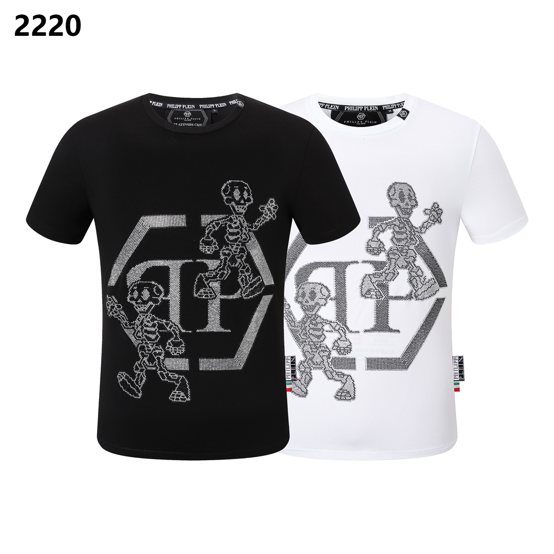 Philipp Plein Vêtements T-Shirt Noir Blanc Hommes Collection printemps – été Manches courtes