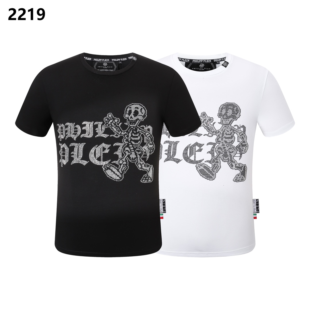 Philipp Plein Vêtements T-Shirt Noir Blanc Hommes Collection printemps – été Manches courtes