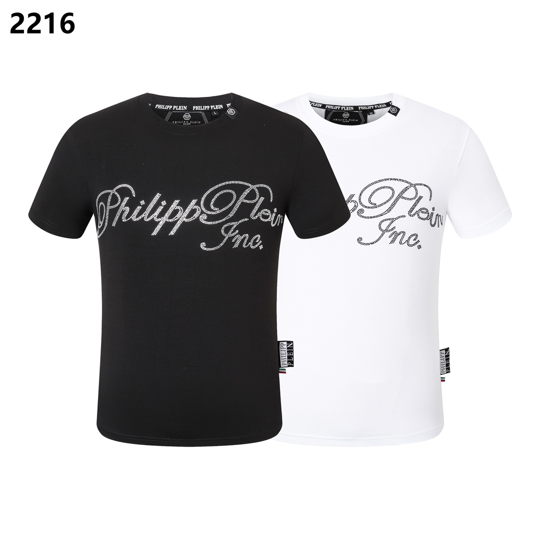 Philipp Plein 7 étoiles
 Vêtements T-Shirt Fake bon marché meilleur en ligne
 Noir Blanc Hommes Collection printemps – été Manches courtes