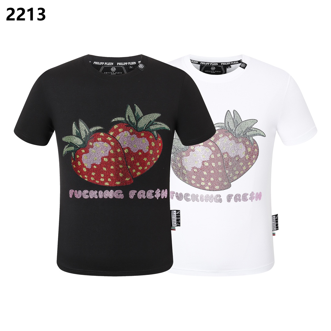 Philipp Plein Vêtements T-Shirt Noir Blanc Hommes Collection printemps – été Manches courtes