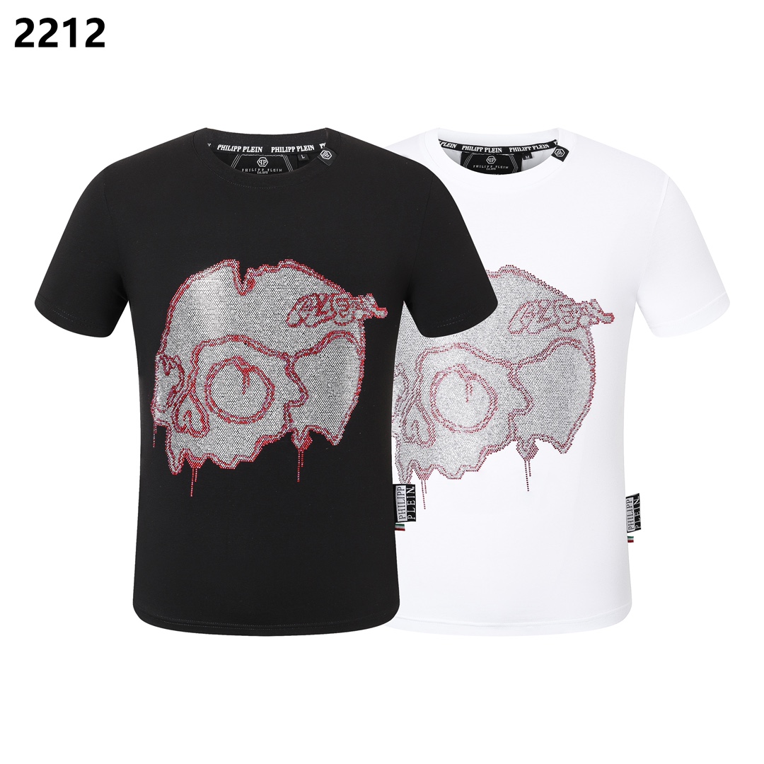 Philipp Plein Vêtements T-Shirt Noir Blanc Hommes Collection printemps – été Manches courtes