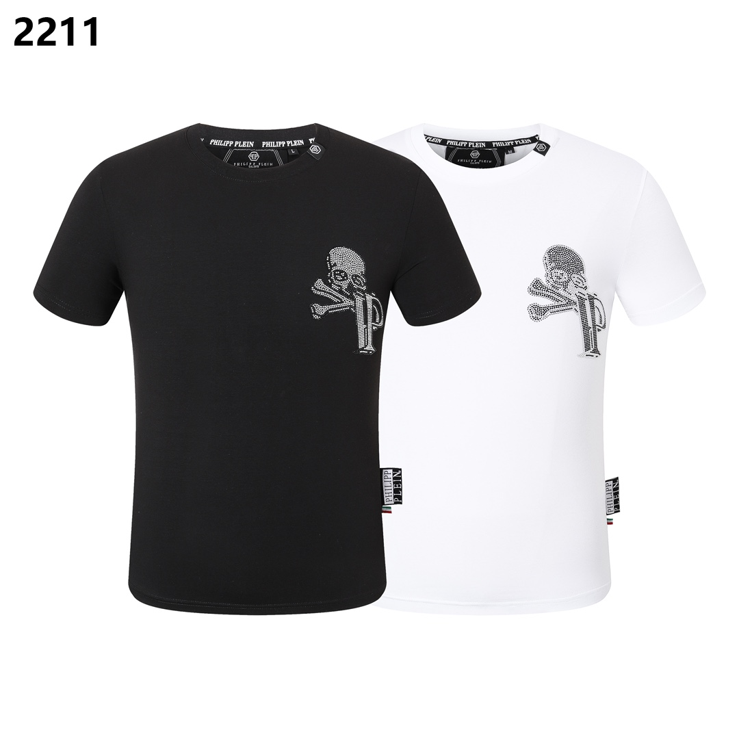 Copie heureuse de haute qualité
 Philipp Plein Acheter
 Vêtements T-Shirt Noir Blanc Hommes Collection printemps – été Manches courtes