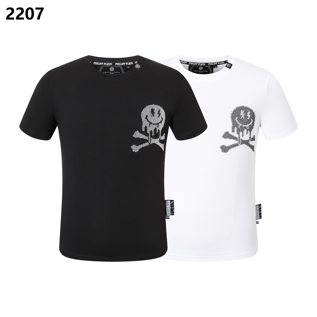 Philipp Plein Vêtements T-Shirt Noir Blanc Hommes Collection printemps – été Manches courtes